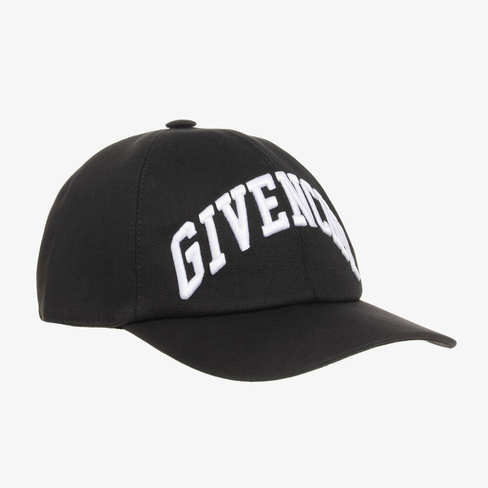 Givenchy - كاب قطن تويل مطرز لون أسود للأولاد | Childrensalon