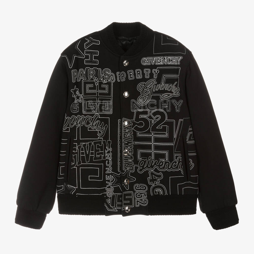 Givenchy - Boys Black Embroidered Cotton Jacket | Childrensalon