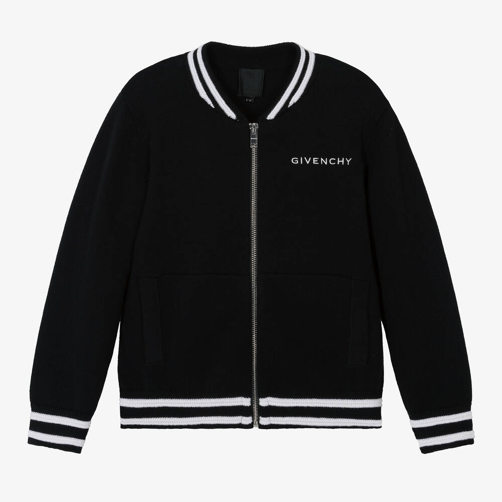 Givenchy - Boys Black Knitted Zip-up Top | Childrensalon