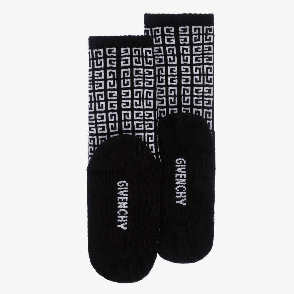 Givenchy - Boys Black & White 4G Socks | Childrensalon