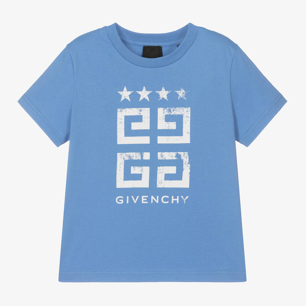 Givenchy - Boys Blue 4G Cotton Jersey T-Shirt | Childrensalon