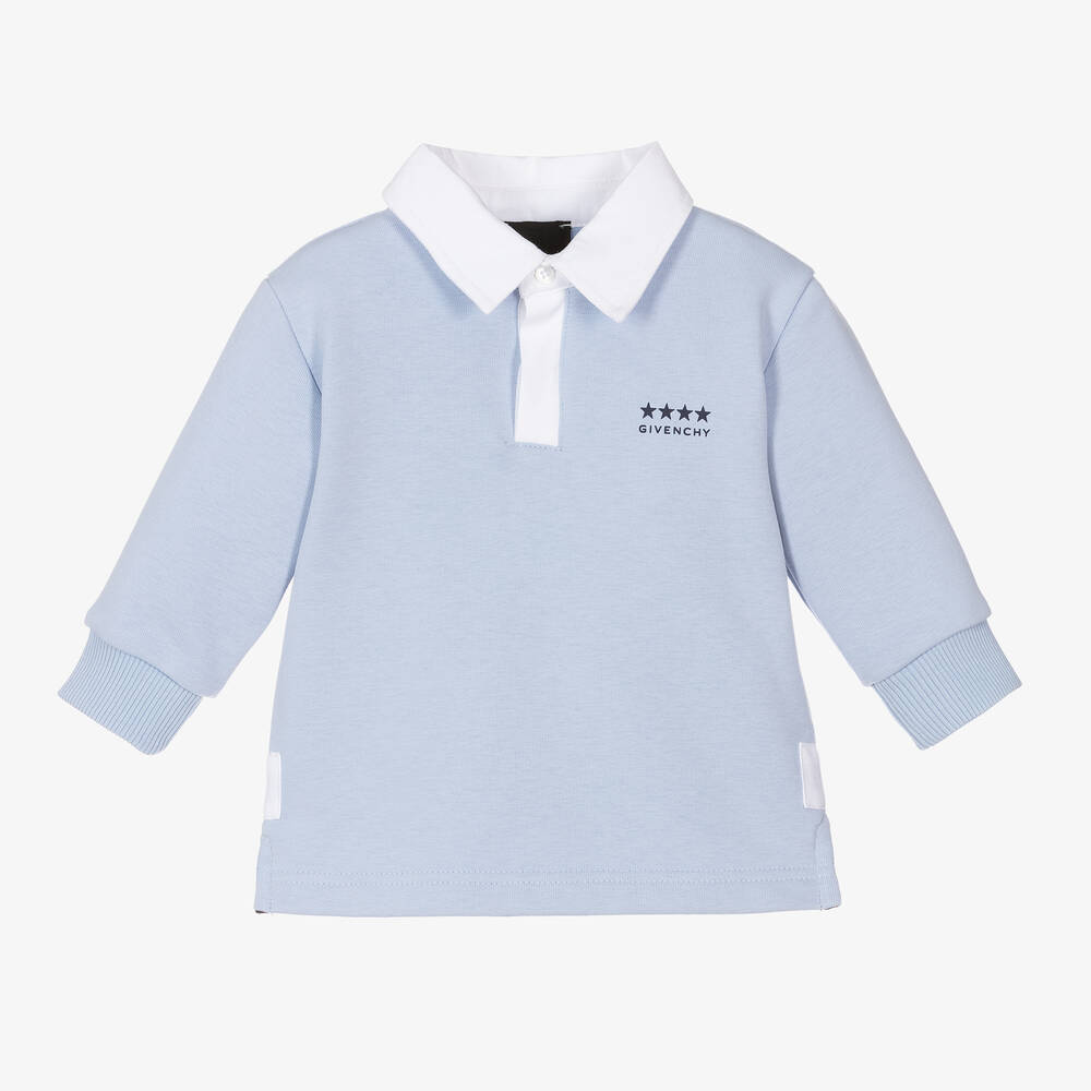 Givenchy - Boys Blue Cotton 4G Rugby Shirt | Childrensalon