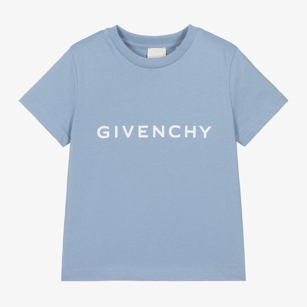 Givenchy - Boys Blue Cotton Graphic T-Shirt | Childrensalon