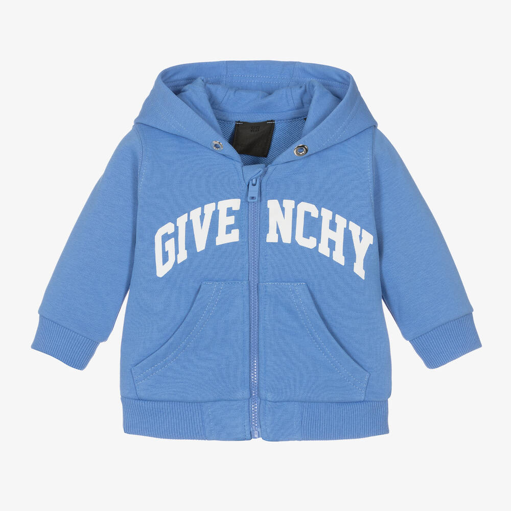 Givenchy - توب هودي بسحّاب أطفال ولادي قطن لون أزرق | Childrensalon