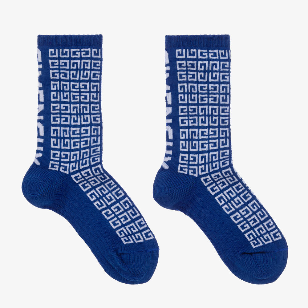 Givenchy Kids' Boys Blue & White 4g Logo Socks