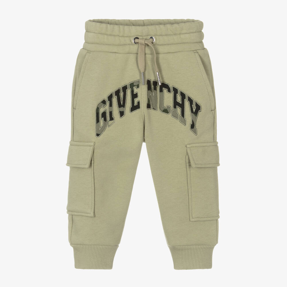 Givenchy - Boys Green Cotton Cargo Joggers | Childrensalon