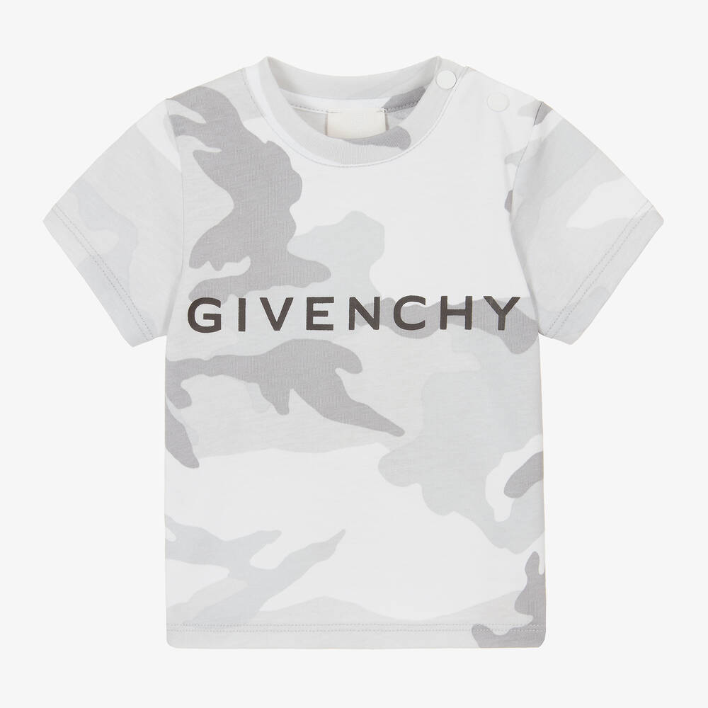 Givenchy - Boys Grey Camouflage Cotton T-Shirt | Childrensalon