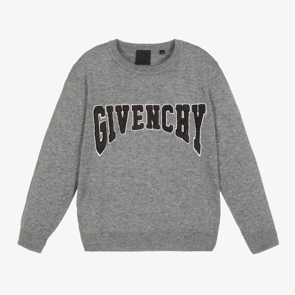 GIVENCHY BOYS GREY WOOL & CASHMERE SWEATER
