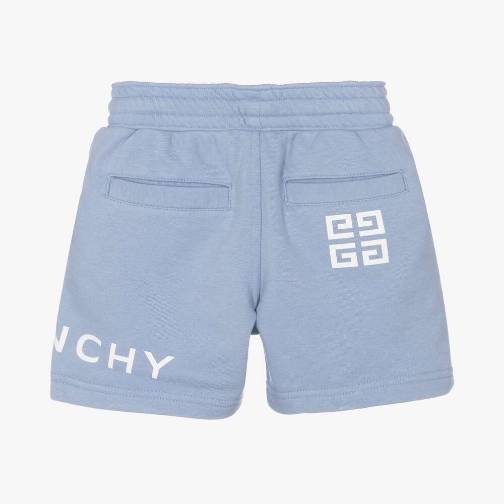 Givenchy - Boys Pale Blue & White Logo Jersey Shorts | Childrensalon