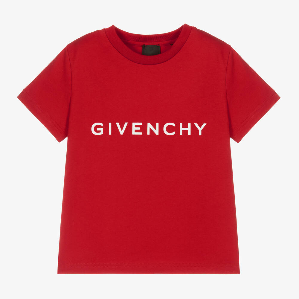 Givenchy - Boys Red Cotton Graphic T-Shirt | Childrensalon