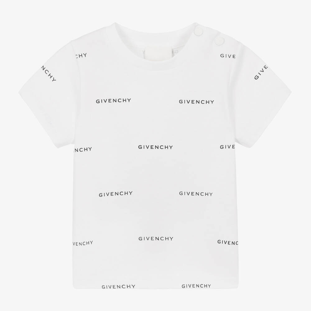 Givenchy - Boys White Cotton 4G logo print T-Shirt | Childrensalon