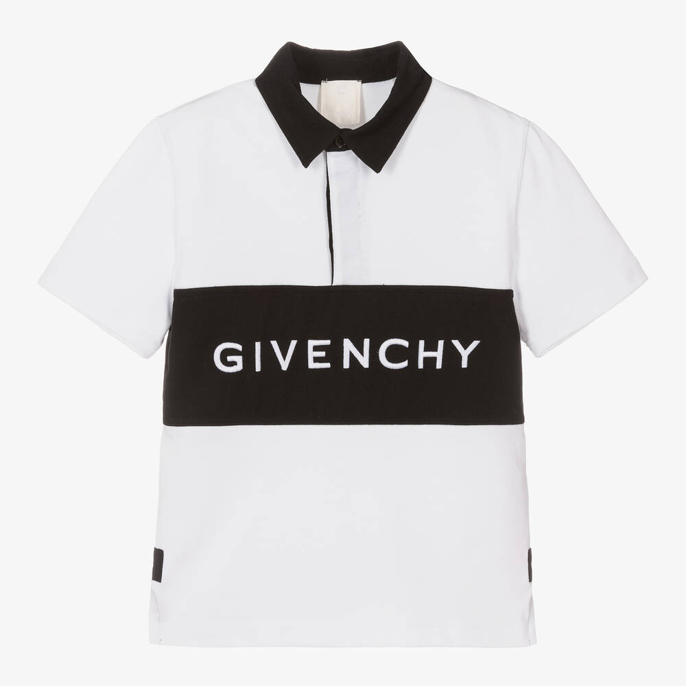 Givenchy - توب رغبي قطن لون أبيض للأولاد | Childrensalon
