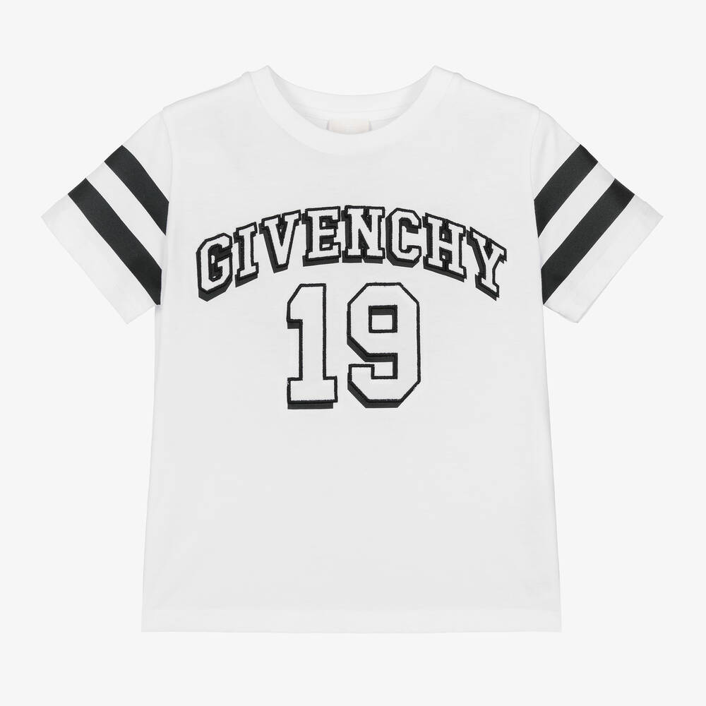 Givenchy - Boys White Cotton Varsity T-Shirt | Childrensalon