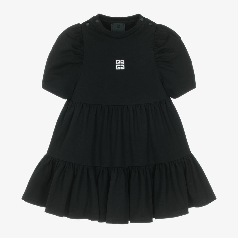 Givenchy Babies' Girls Black 4g Logo Cotton Dress
