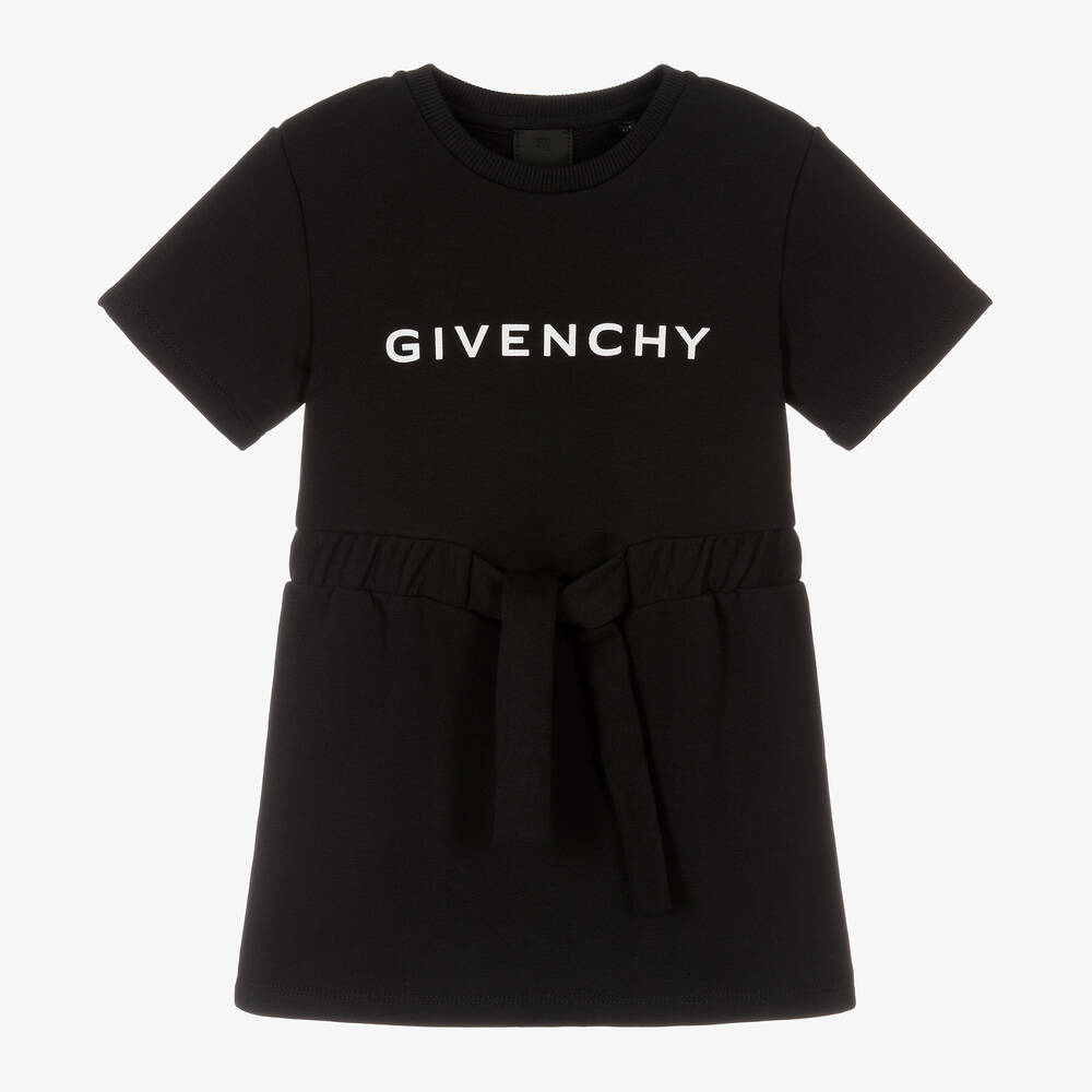 Givenchy - Girls Black Cotton Jersey Dress | Childrensalon