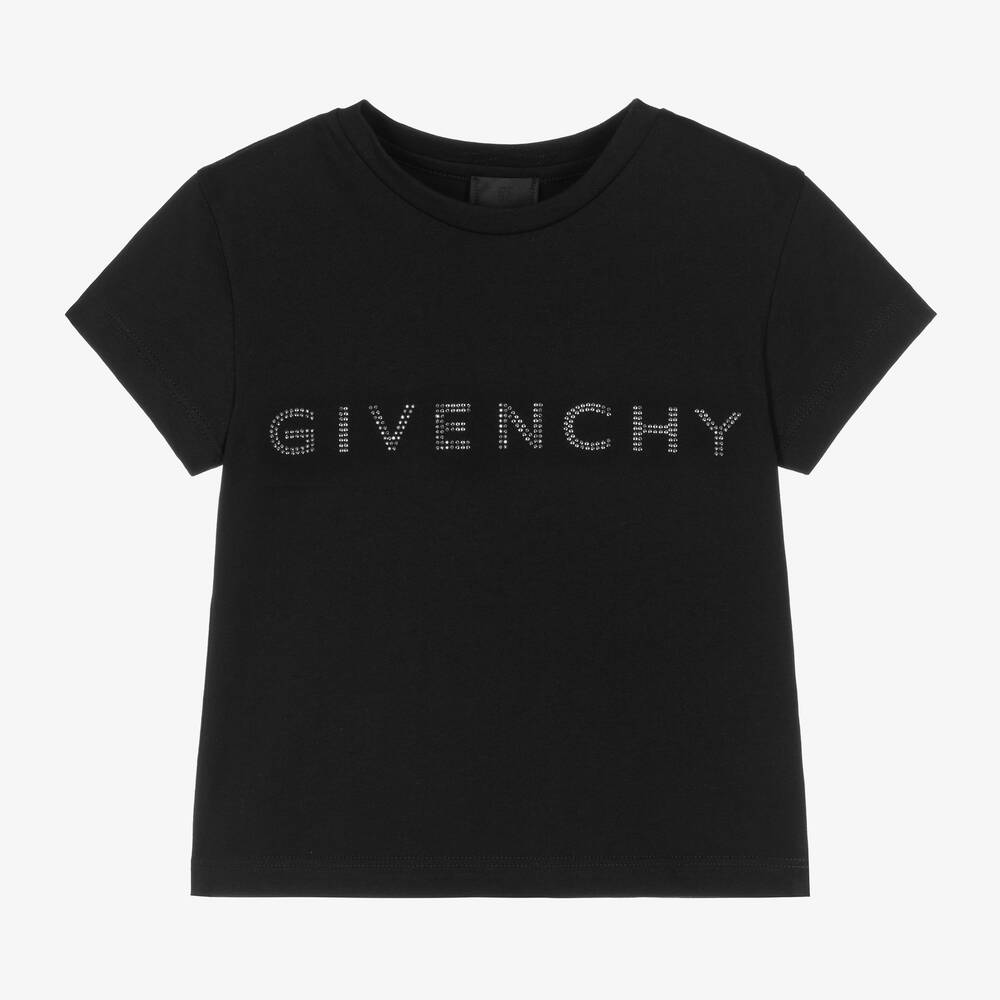 Givenchy - Girls Black Cotton T-Shirt | Childrensalon