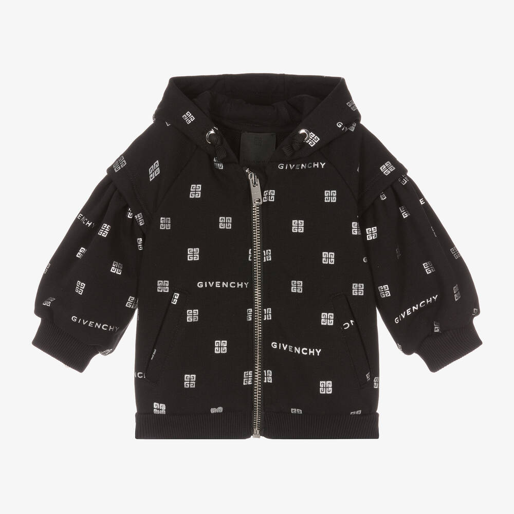 Givenchy Babies' Girls Black & Silver 4g Zip-up Hoodie