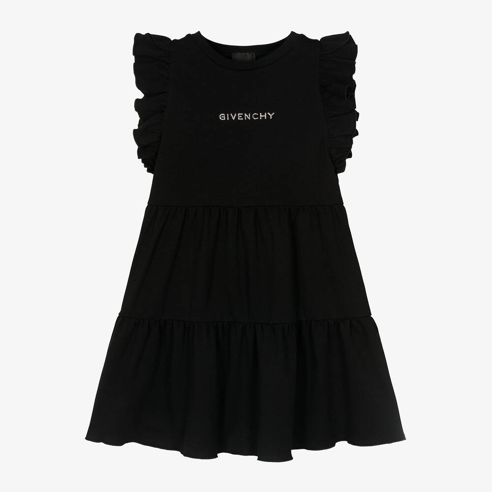 Givenchy - فستان مزين بكريستال قطن لون أسود | Childrensalon