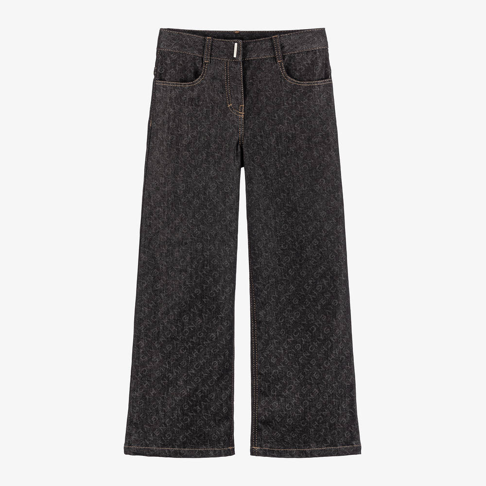 Givenchy - Girls Black Wide Leg Denim Jeans | Childrensalon