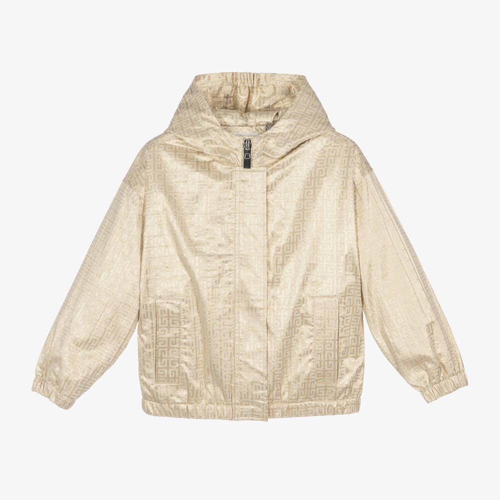 Givenchy Babies' Girls Gold Jacquard Hooded Jacket