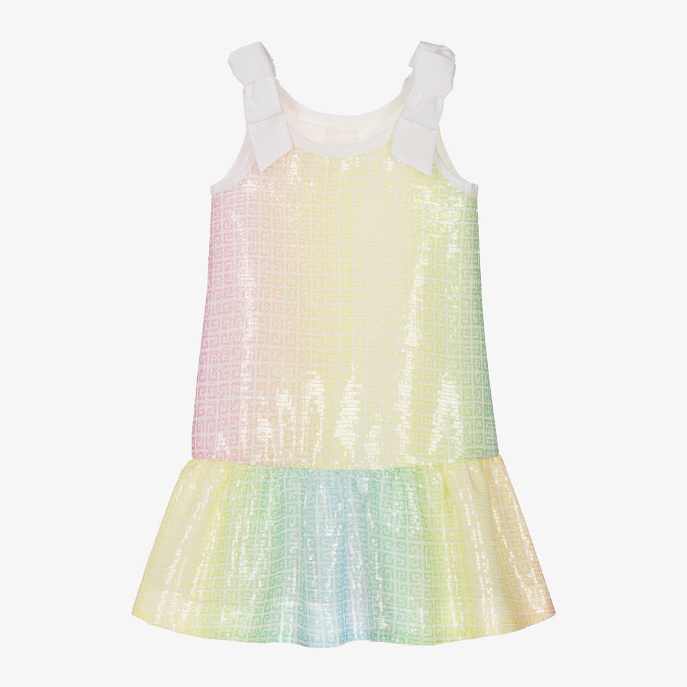 Givenchy - Girls Pastel Rainbow Sequin Dress | Childrensalon