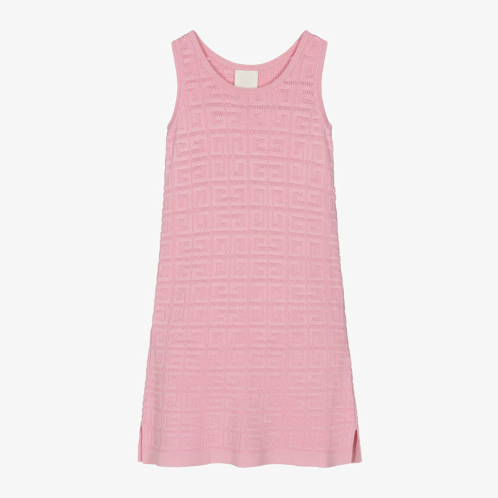 Givenchy - Girls Pink 4G Knitted Midi Dress | Childrensalon