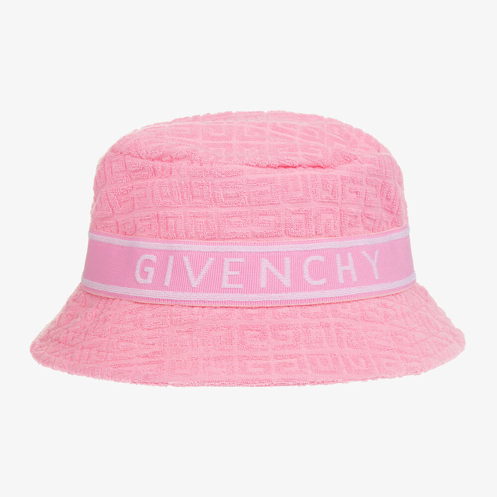 Givenchy - Girls Pink 4G Towelling Bucket Hat | Childrensalon