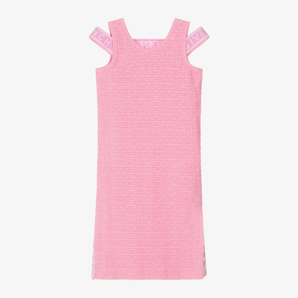 Givenchy - Girls Pink Cotton 4G Towelling Dress | Childrensalon