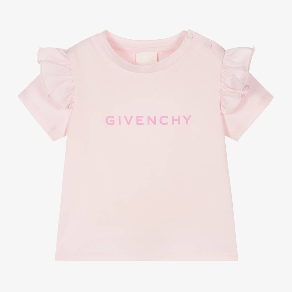 Givenchy - Розовая футболка из хлопкового джерси для девочек | Childrensalon