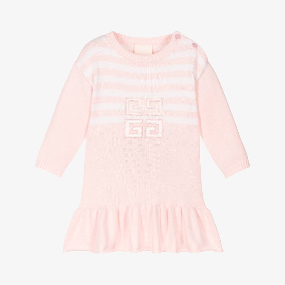 Givenchy - Girls Pink Cotton Knit 4G Logo Dress | Childrensalon