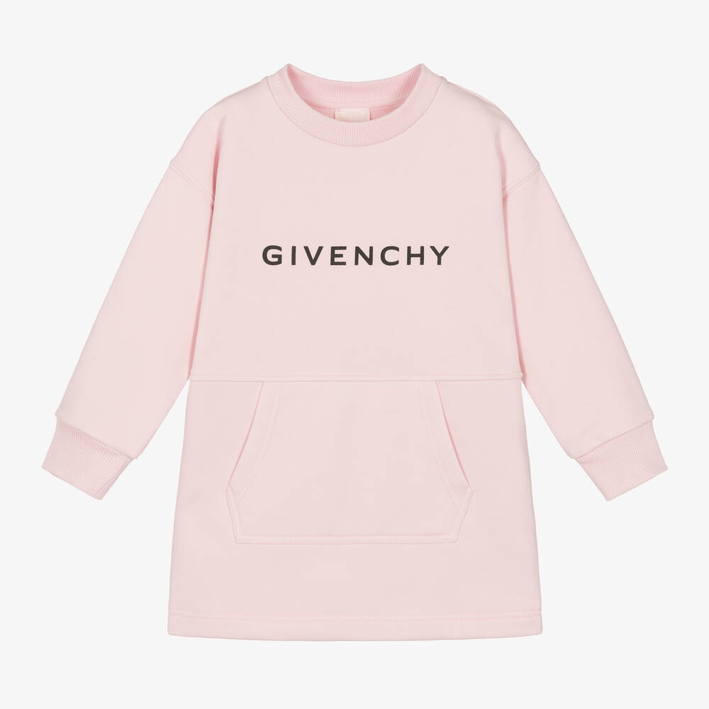 Givenchy - Girls Pink Cotton Sweatshirt Dress | Childrensalon