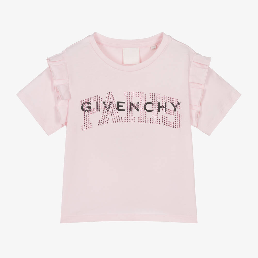 Givenchy - تيشيرت قطن جيرسي لون زهري فاتح للبنات | Childrensalon