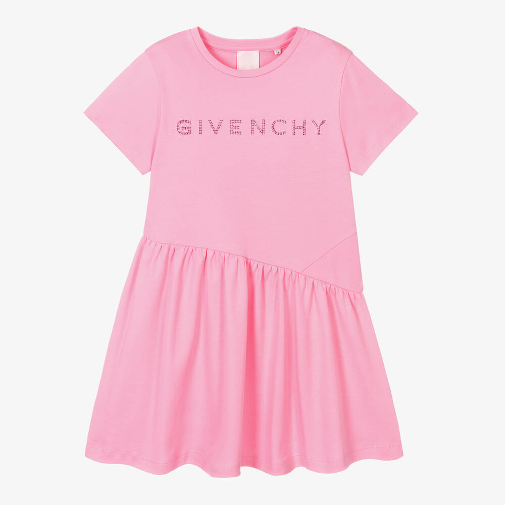 Givenchy - Girls Pink Cotton T-Shirt Dress | Childrensalon