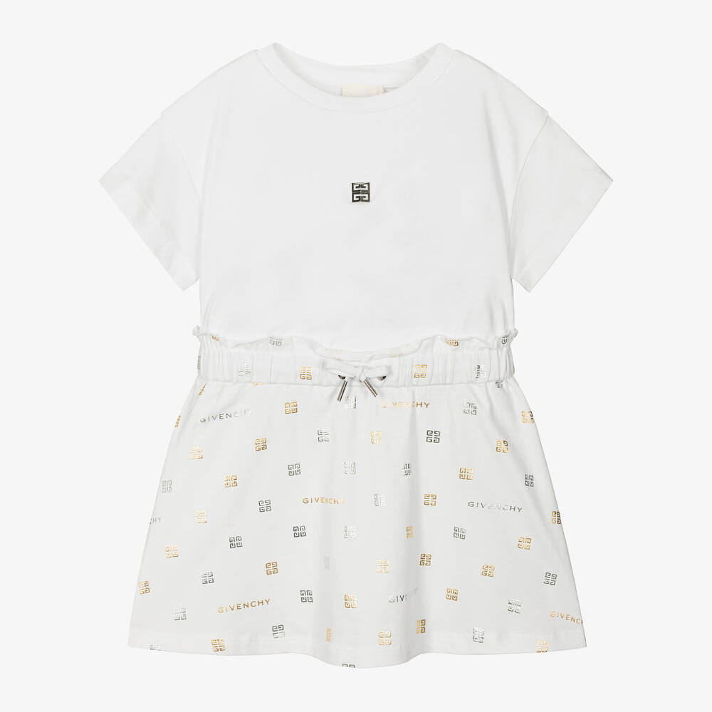 Givenchy - فستان بطبعة 4G قطن جيرسي لون أبيض | Childrensalon