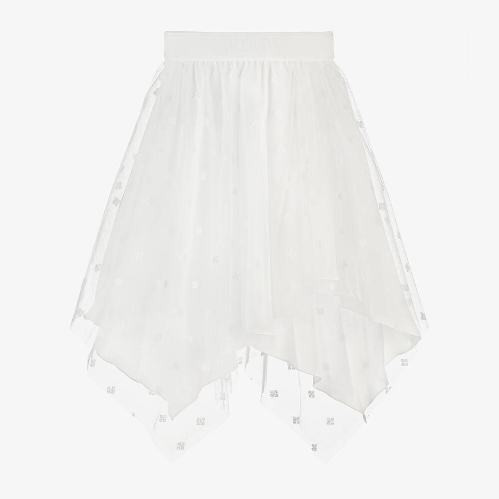 Givenchy - Girls White 4G Tulle Skirt | Childrensalon