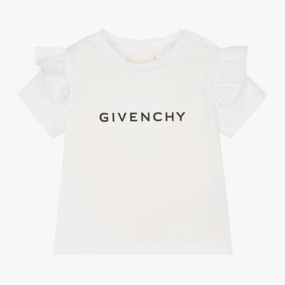 Givenchy - تيشيرت أطفال بناتي قطن جيرسي لون أبيض | Childrensalon