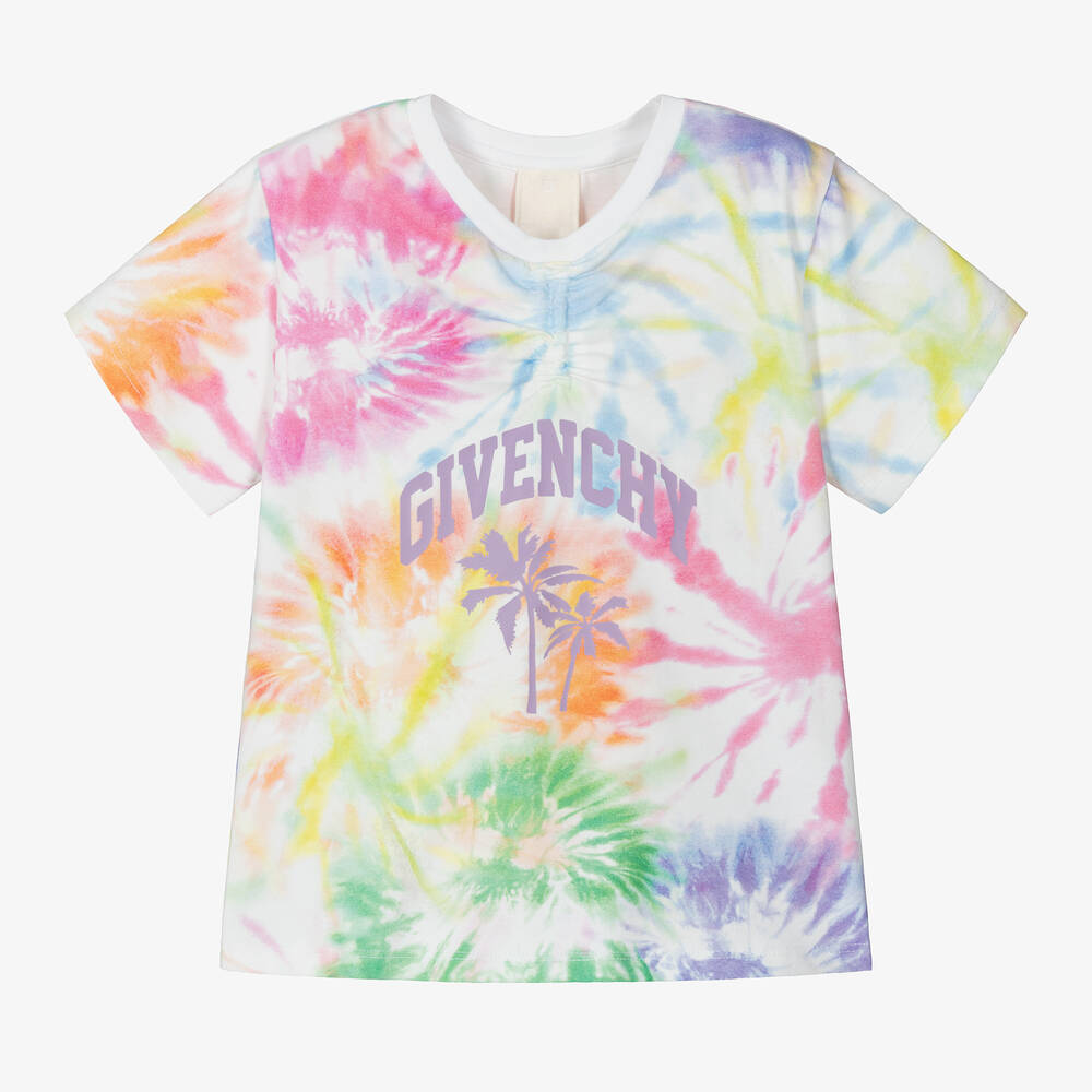Givenchy - Girls White Multicolour Tie-Dye T-Shirt | Childrensalon