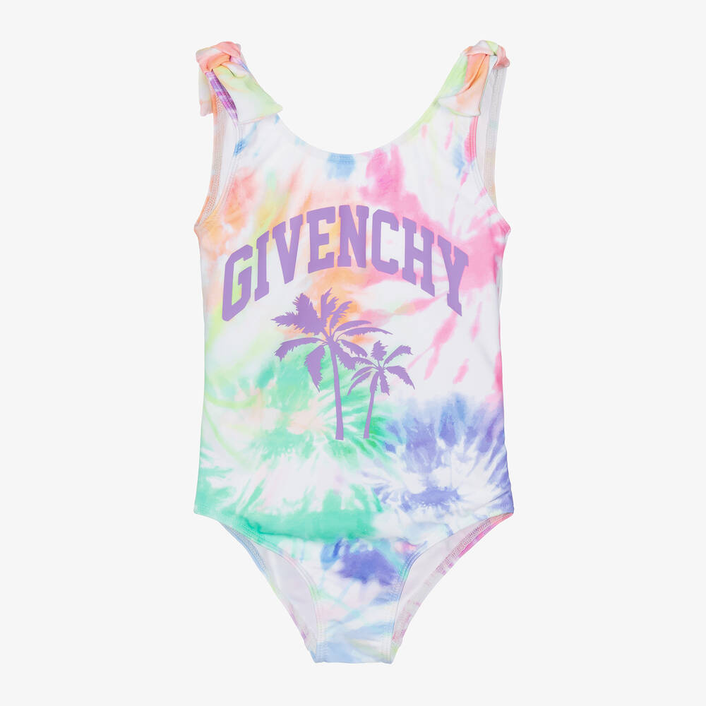 Givenchy - Girls White Tie-Dye Swimsuit | Childrensalon