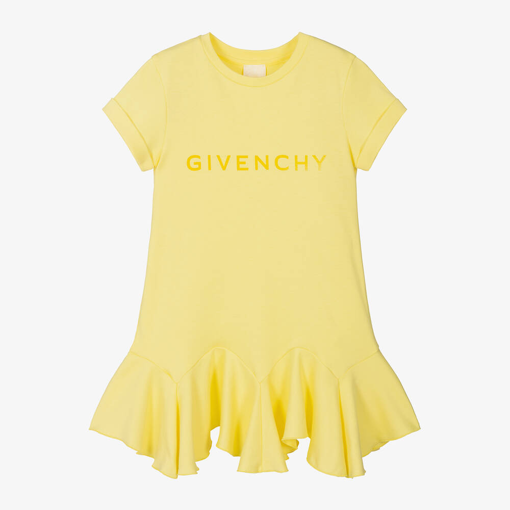 Givenchy - Girls Yellow Cotton Jersey Dress | Childrensalon