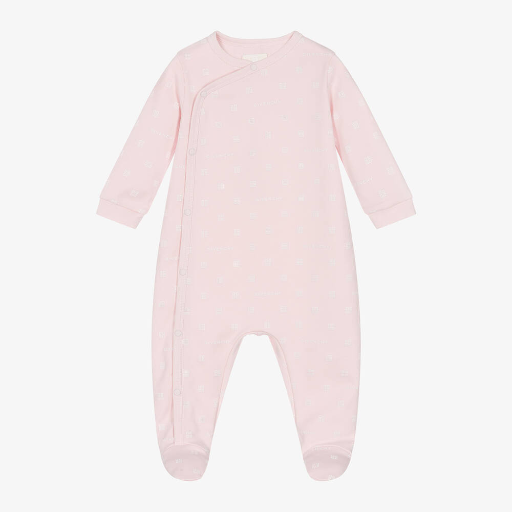 Givenchy - Pink Cotton 4G Babygrow | Childrensalon