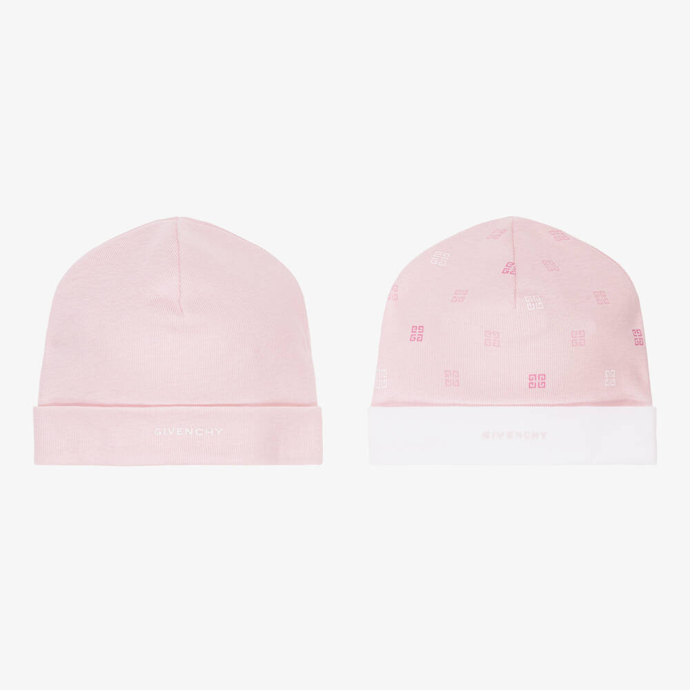 Givenchy - Pink Cotton Baby Hats (2 Pack) | Childrensalon