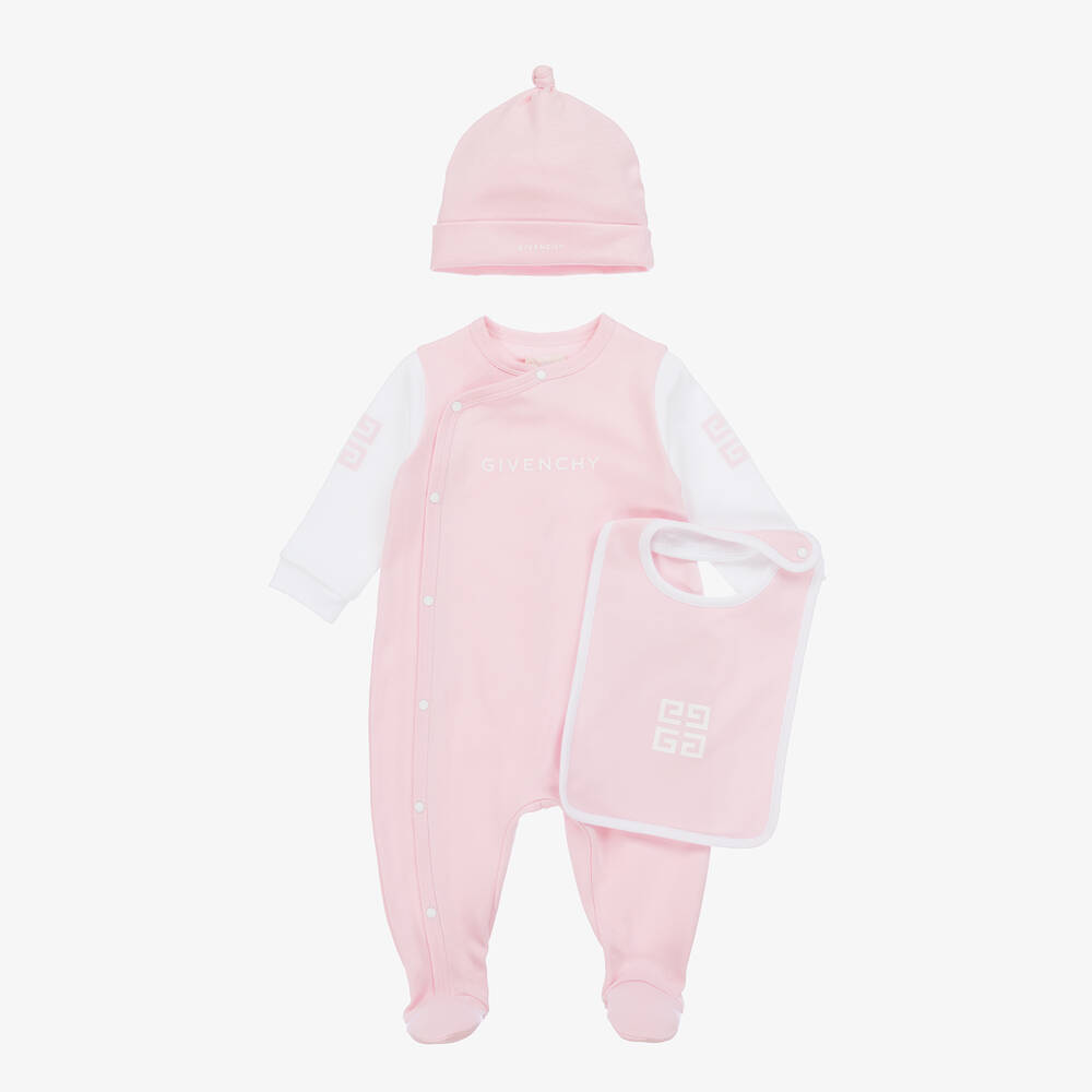 Givenchy - Pink Cotton Babysuit Set | Childrensalon