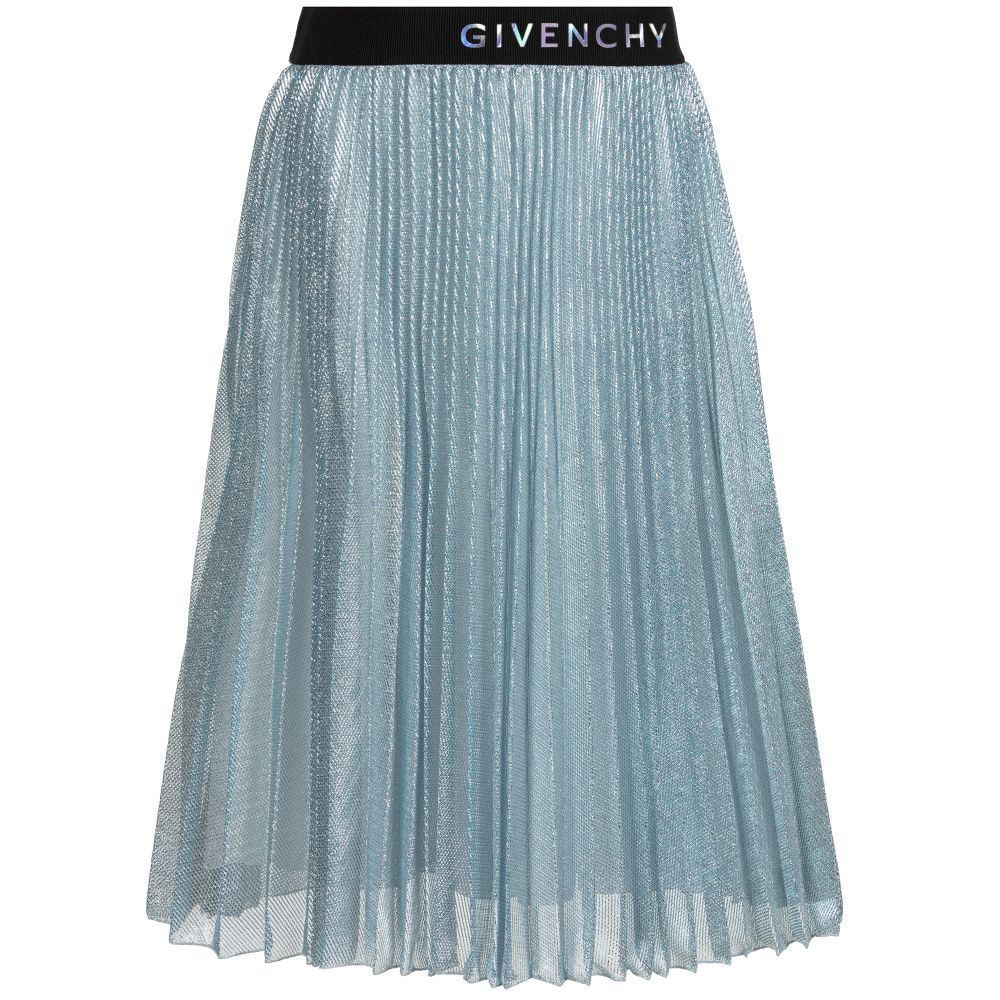 Givenchy - Silver Blue Pleated Skirt | Childrensalon