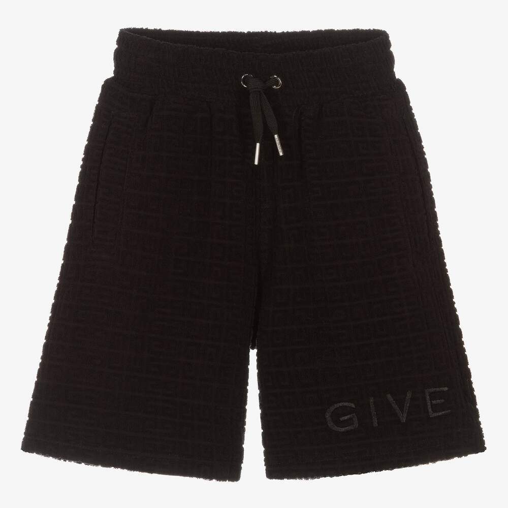 Givenchy - Teen Boys Black 4G Towelling Shorts | Childrensalon