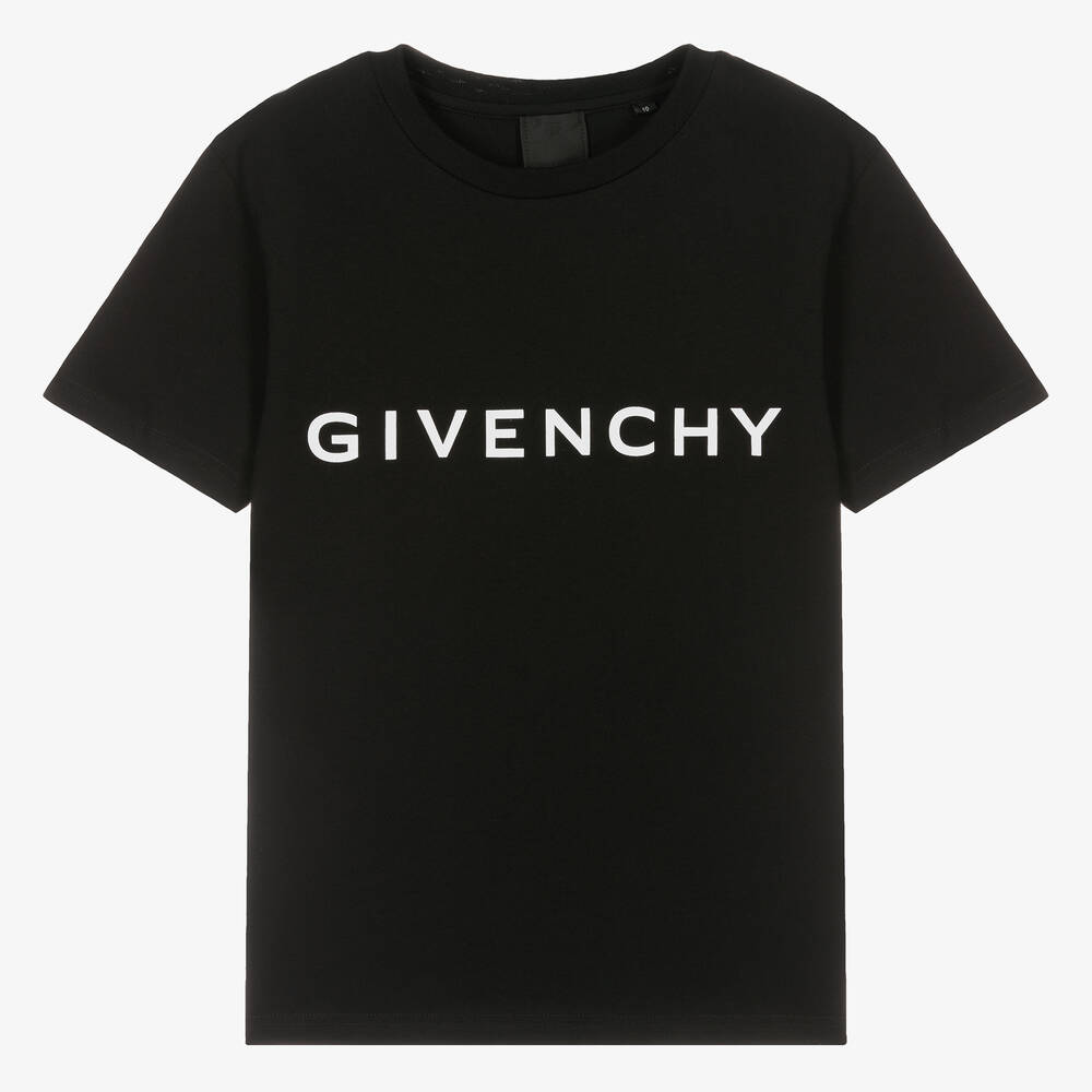 Givenchy - T-shirt noir en coton à motif ado | Childrensalon