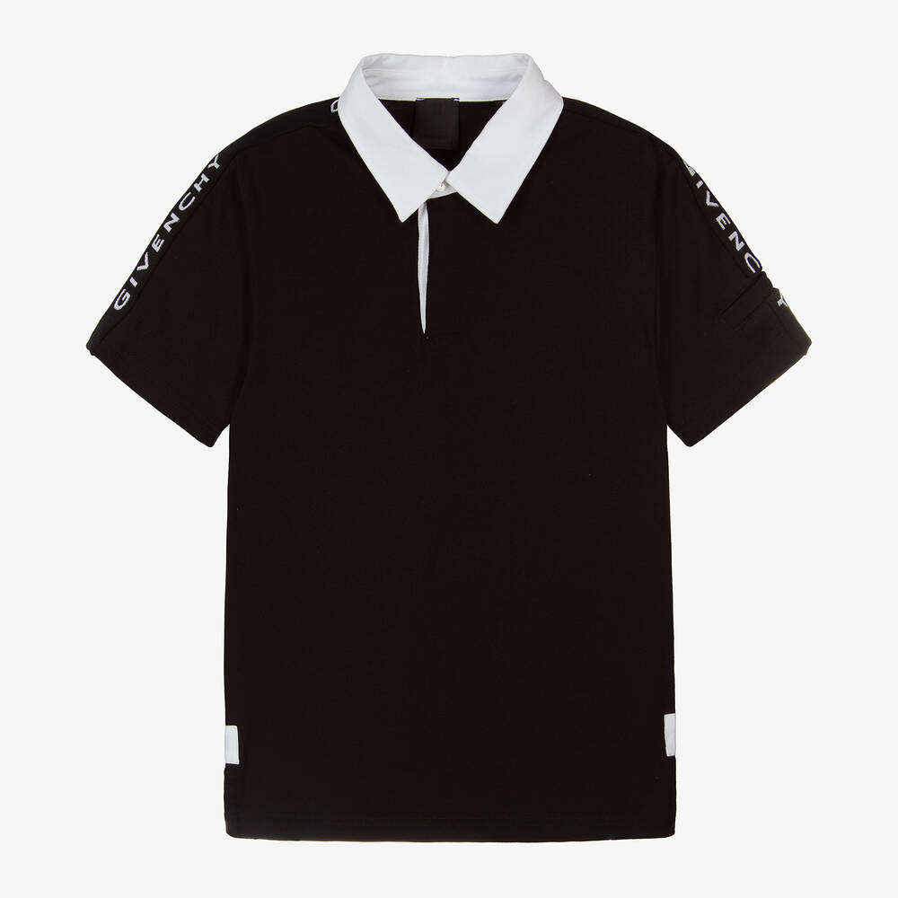 Givenchy - Teen Boys Black Cotton Jersey Rugby Shirt | Childrensalon