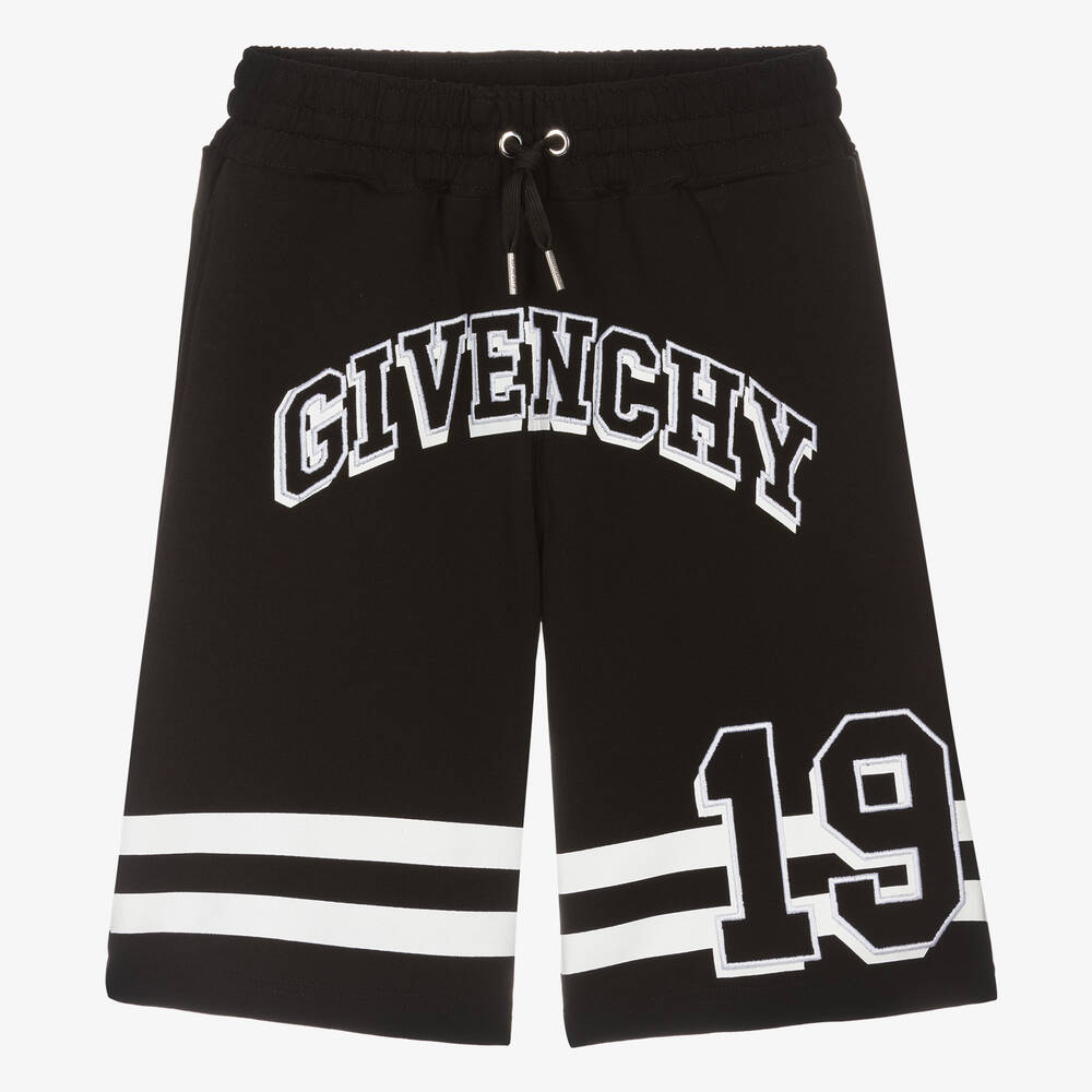 Givenchy - Teen Boys Black Cotton Varsity Shorts | Childrensalon