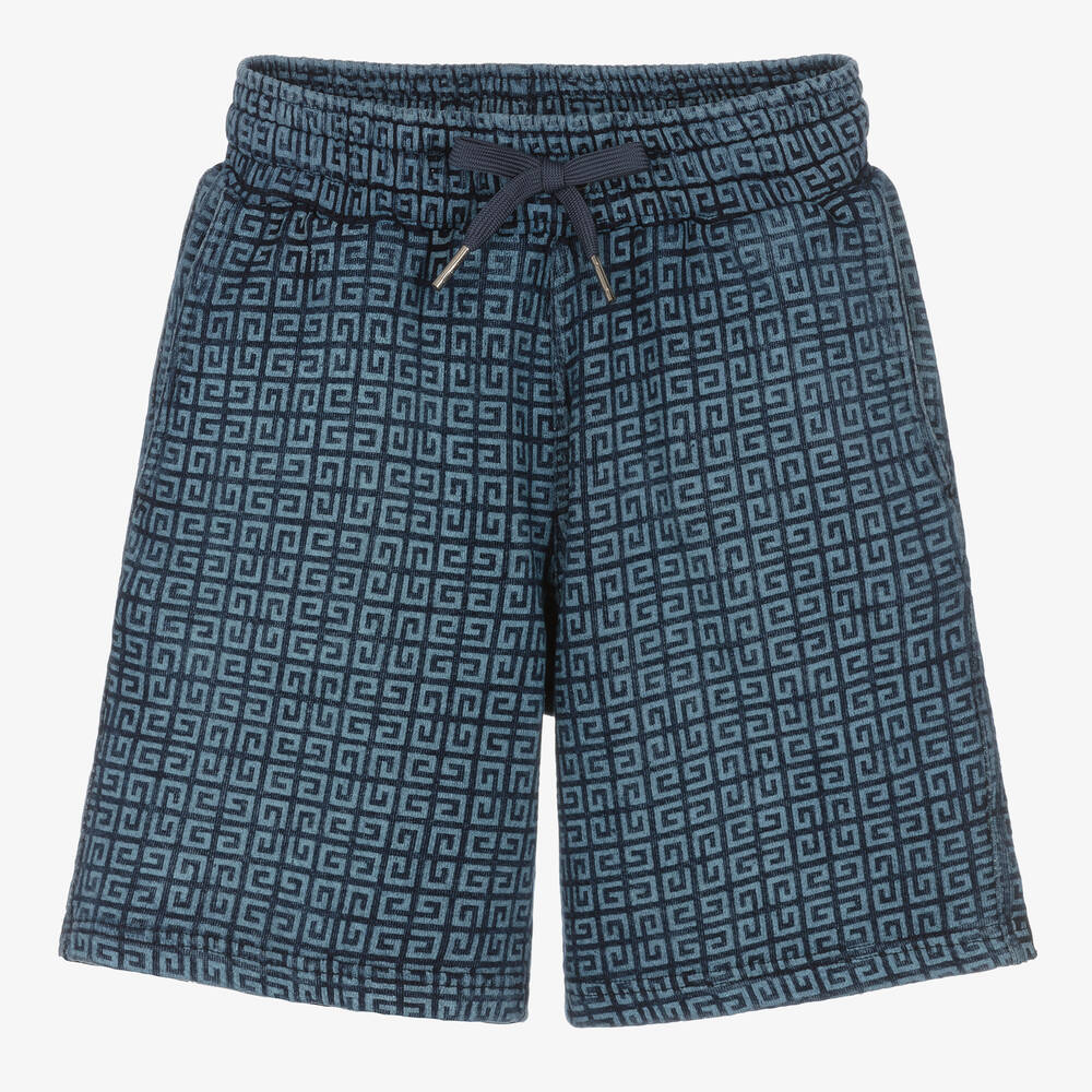Givenchy - Teen Boys Blue Cotton Jersey 4G Shorts | Childrensalon
