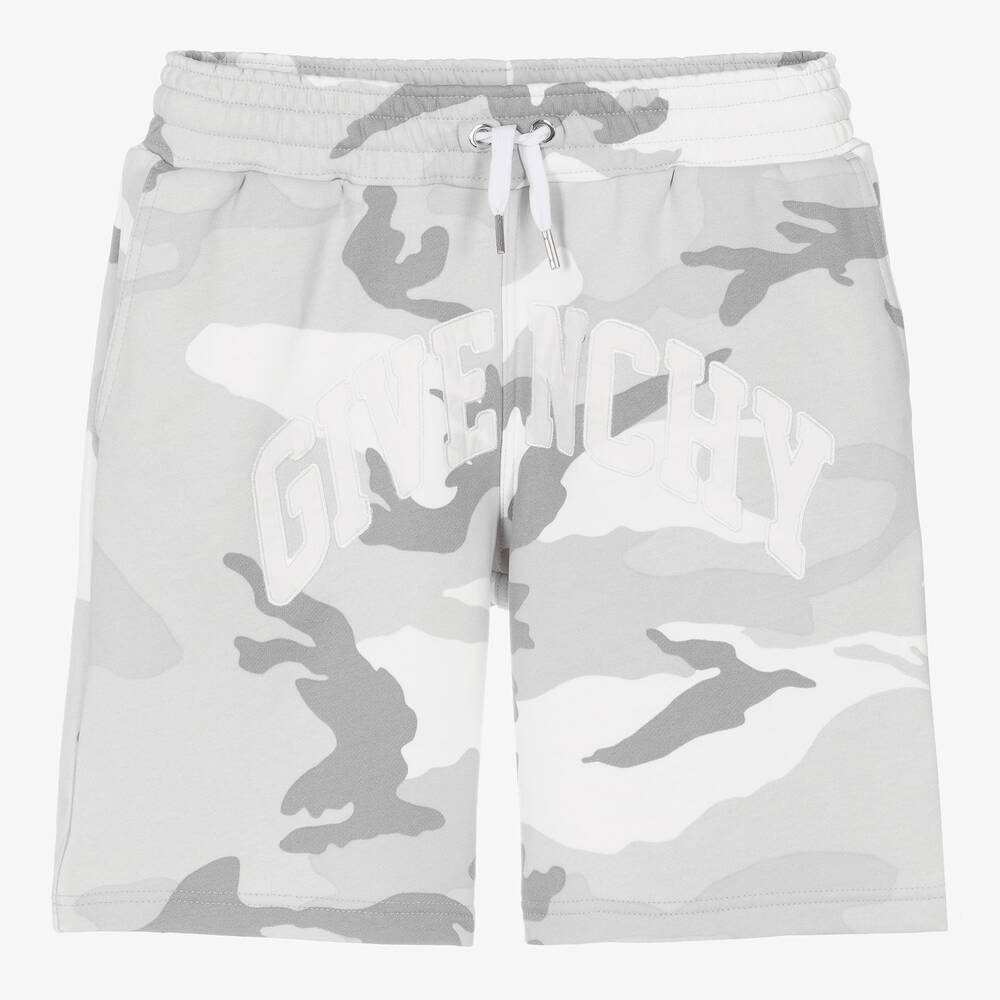 Givenchy - Teen Boys Grey Camouflage Print Shorts | Childrensalon