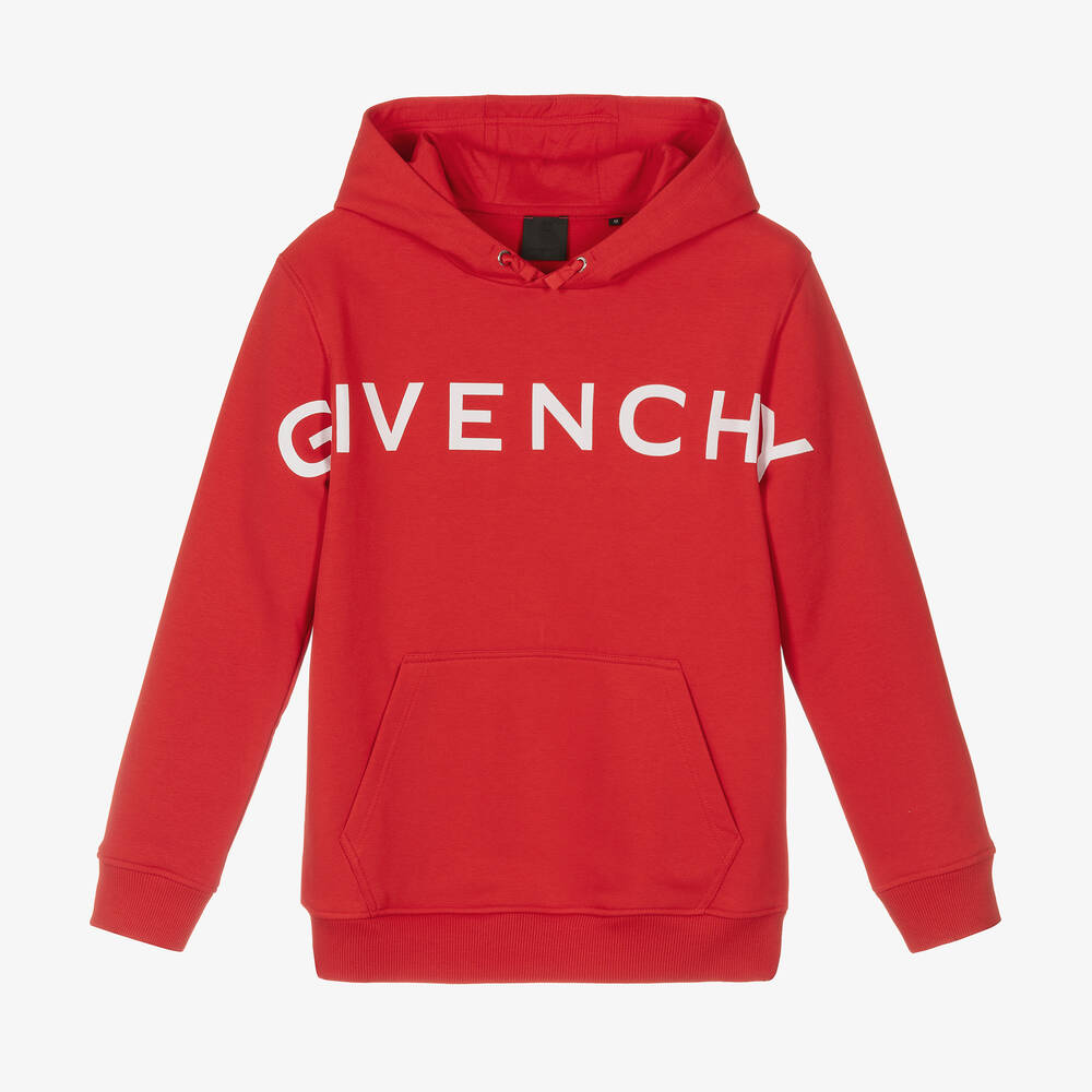 Givenchy Teen Boys Red Cotton Hoodie